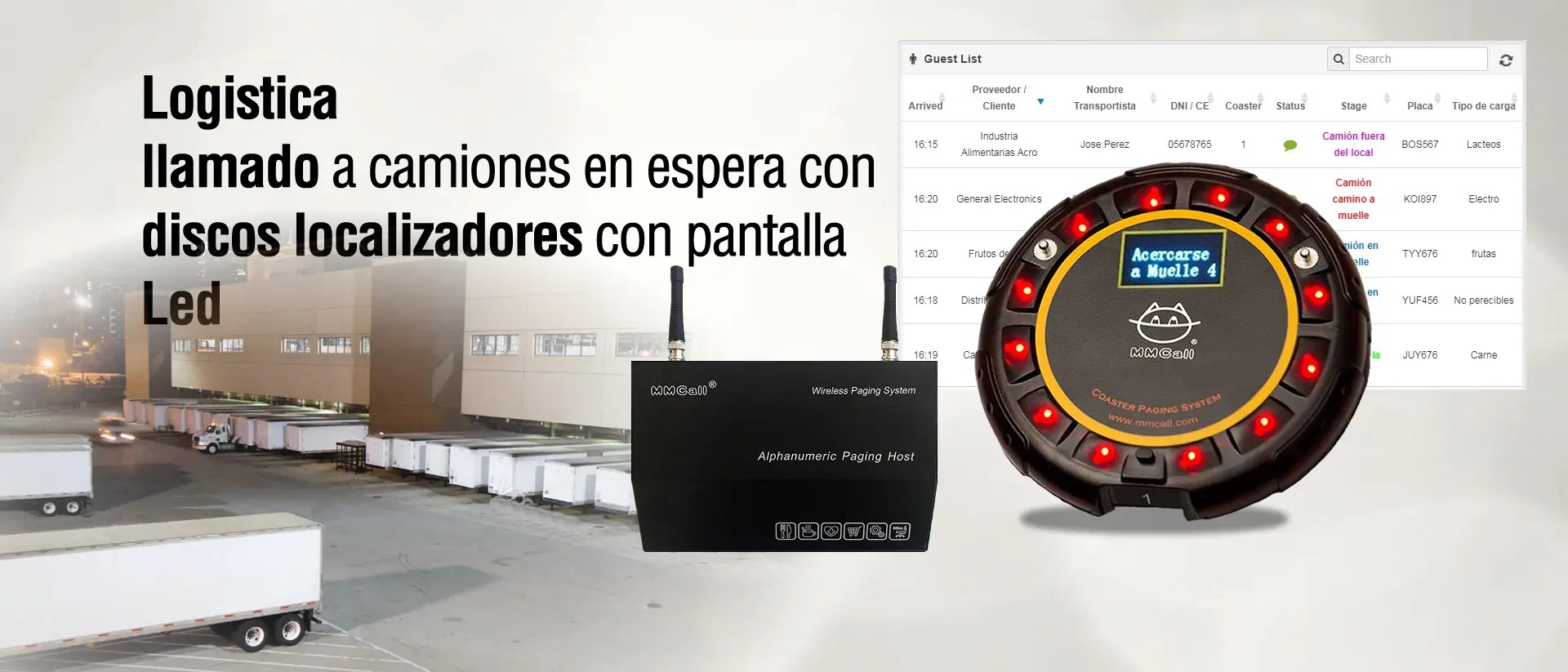 Llamado de camiones en espera con pantalla Led